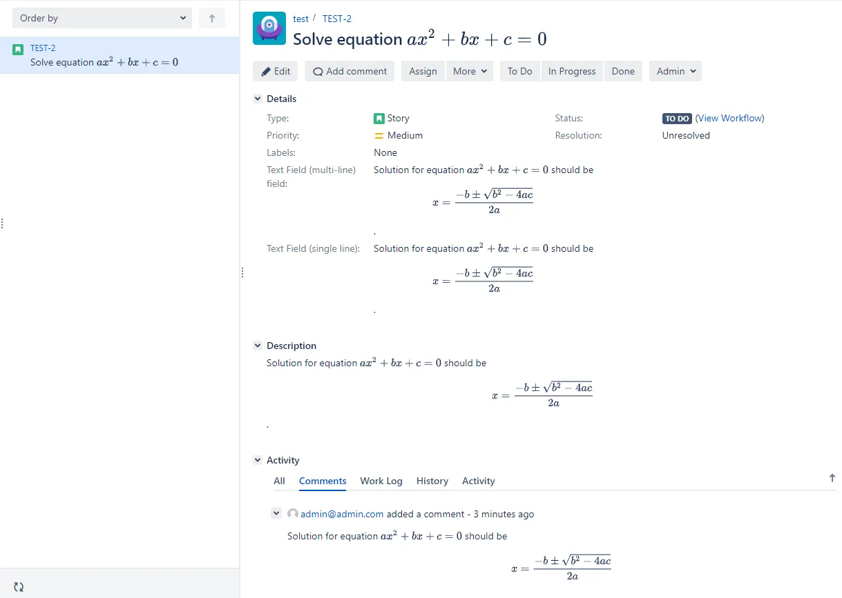 LaTeX for Jira Data Center and Jira Server