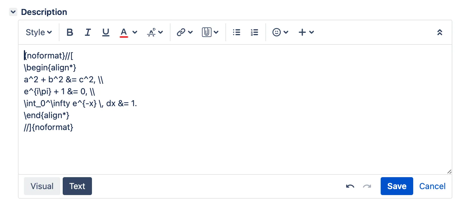 LaTeX for Jira