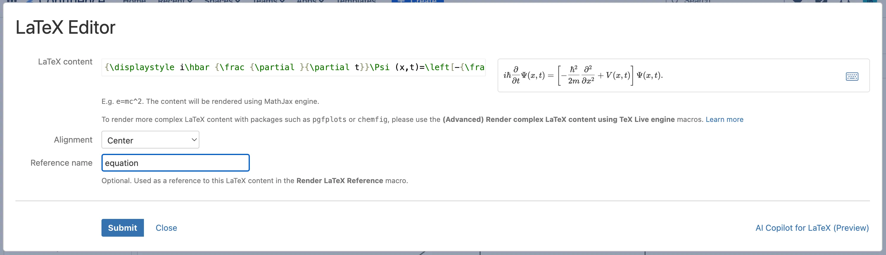 LaTeX for Confluence