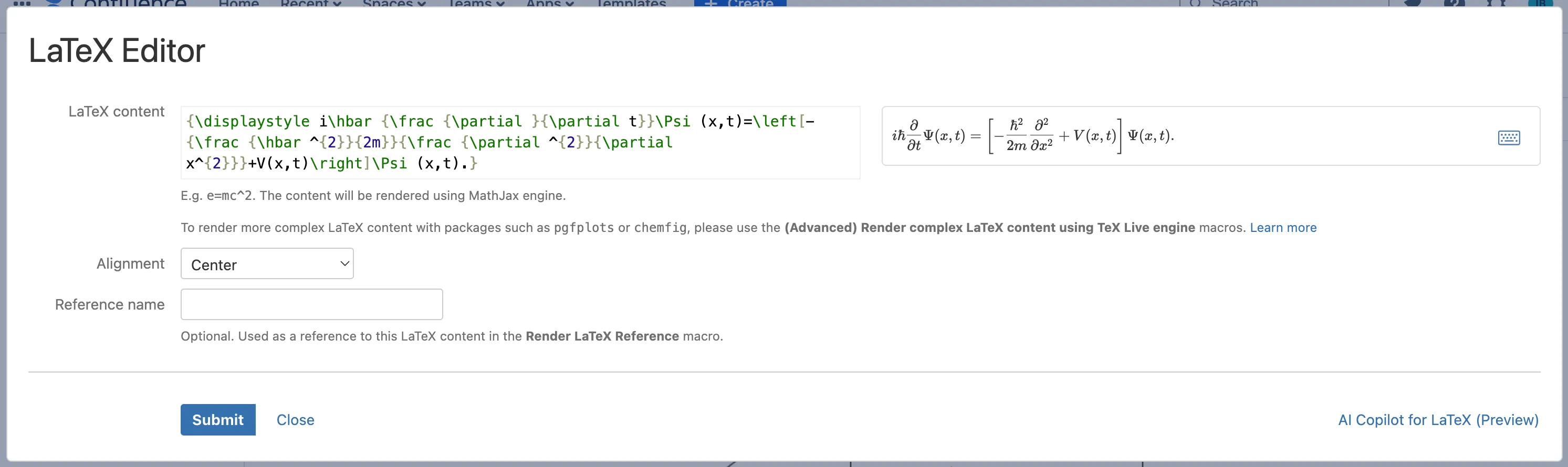 LaTeX for Confluence