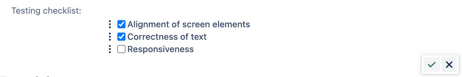 Checklist of Jira