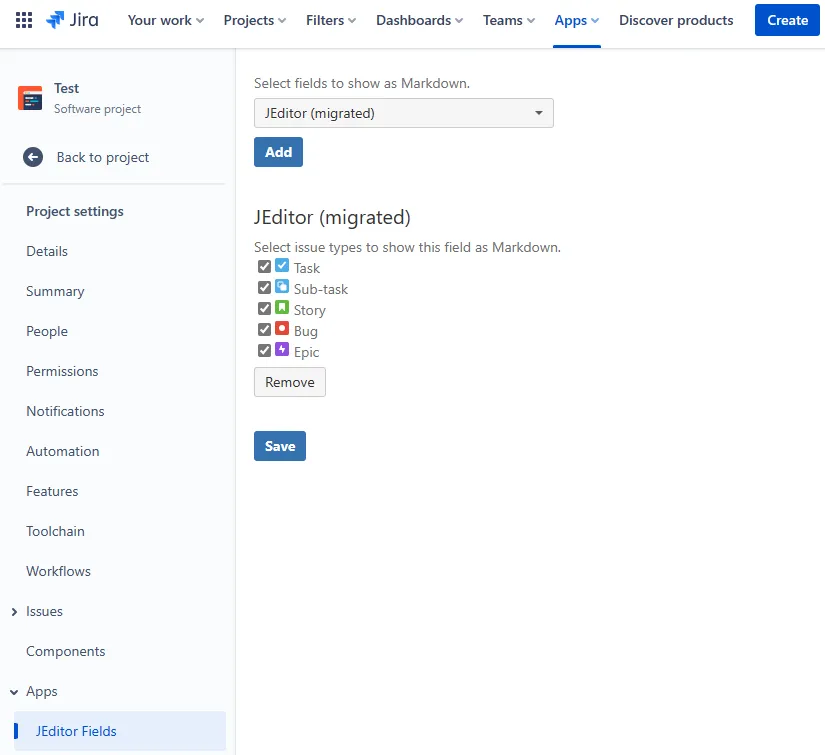 JEditor-compatible custom fields for Jira