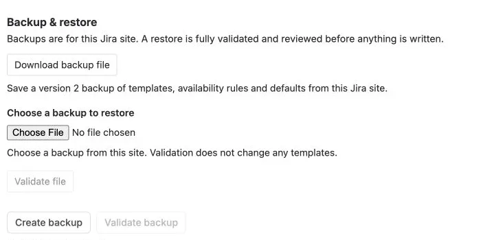 Configuration backup and restore controls