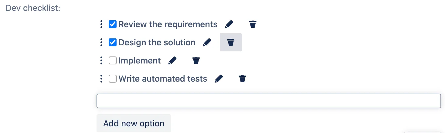 Checklist of Jira