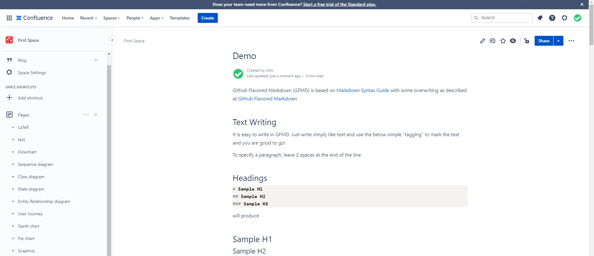 Markdown for Confluence