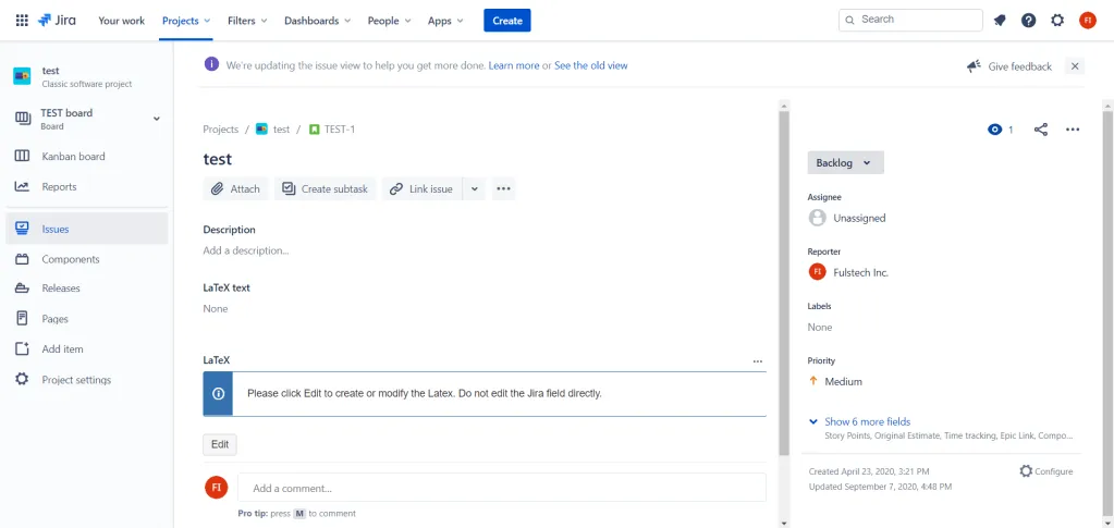 LaTeX for Jira