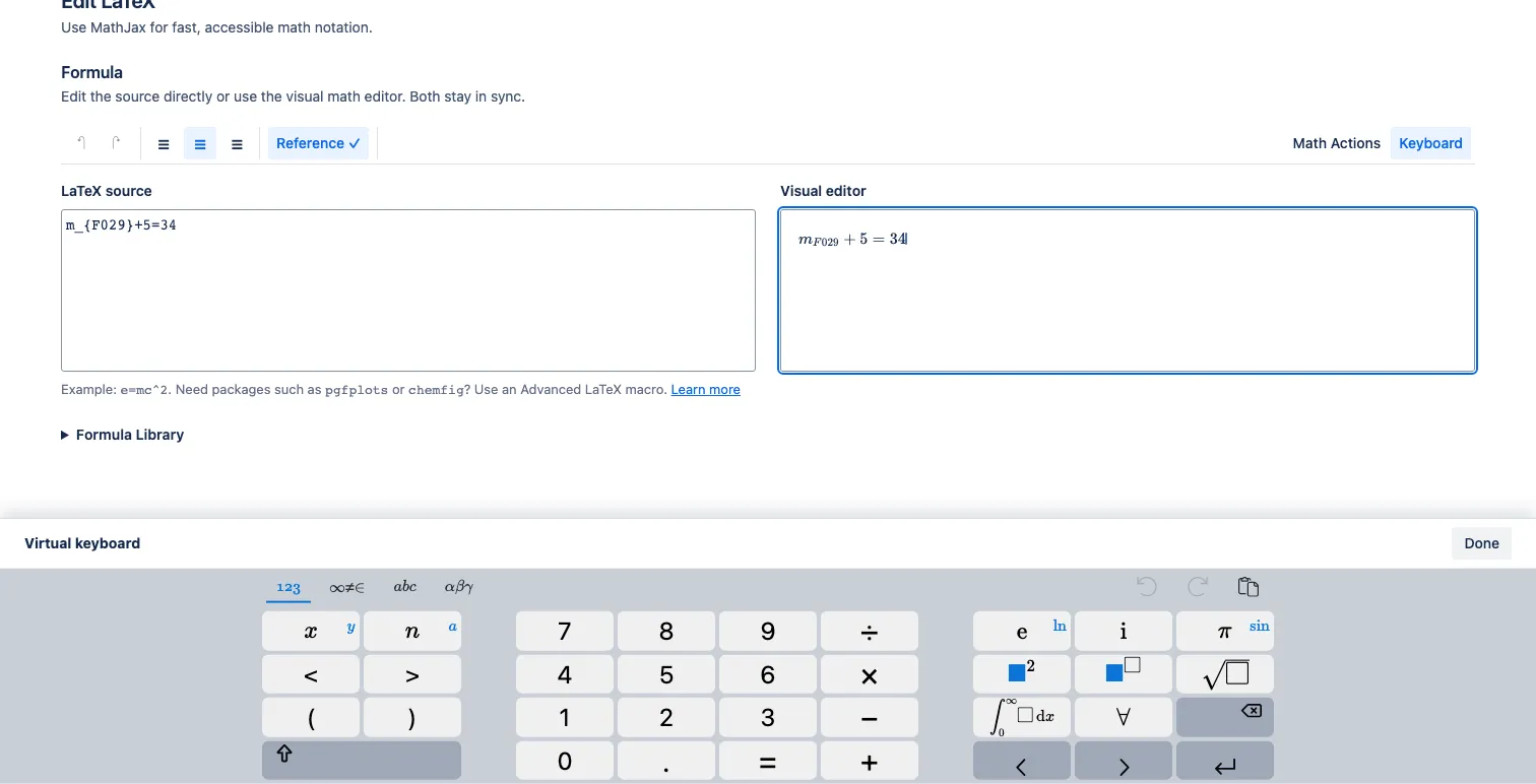 The Numeric virtual-keyboard layout docked to the bottom of the editor