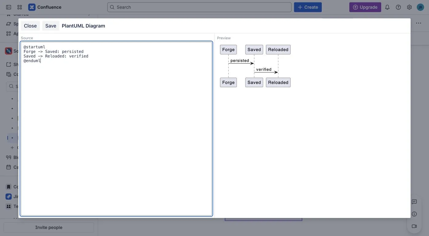 PlantUML editor with sequence source and its rendered diagram