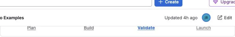 A published four-step Progress Bar with Validate marked as the current step