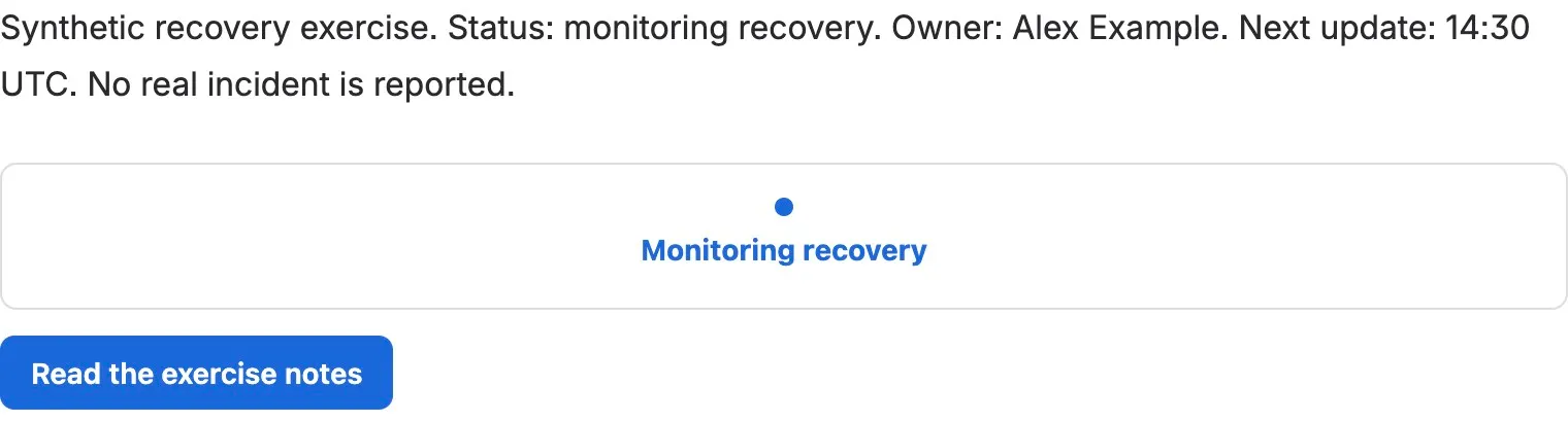 Synthetic recovery status, stage, and action
