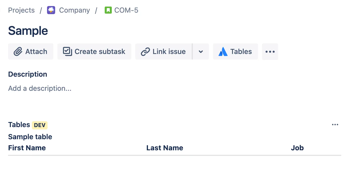 Table Custom Field for Jira